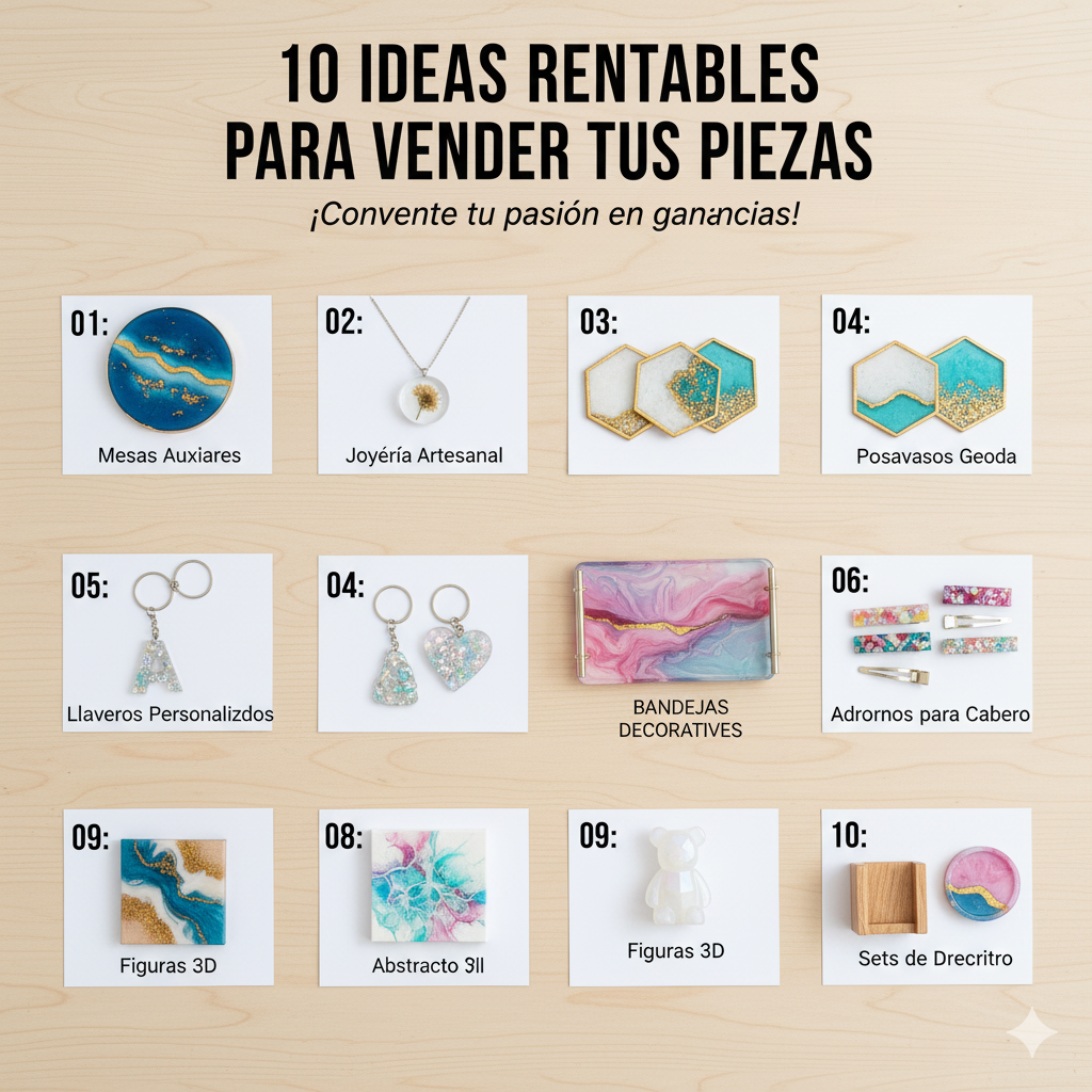 ideas rentables para vender tus piezas de resina epoxi